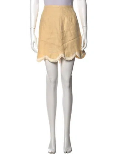 Pre-owned Posse Linen Mini Skirt In Yellow