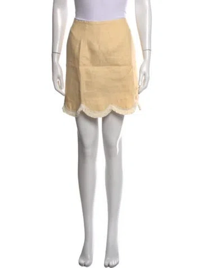 Pre-owned Posse Linen Mini Skirt In Yellow