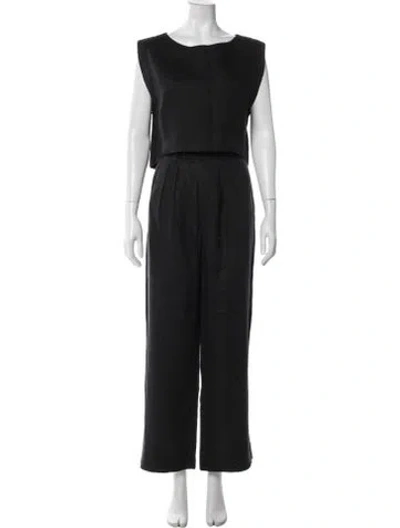 Pre-owned Posse Linen Pant Set In Black