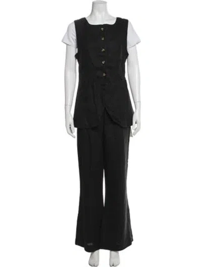 Pre-owned Posse Linen Pant Set In Black