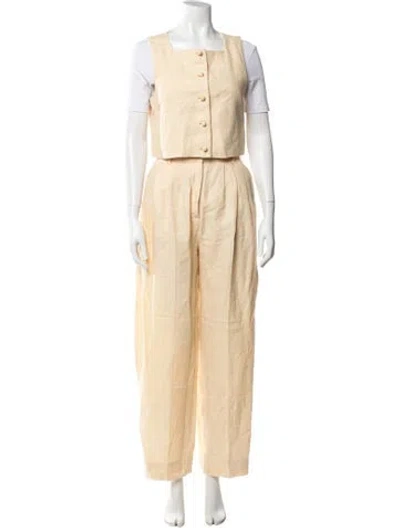 Pre-owned Posse Linen Pant Set In Neutral
