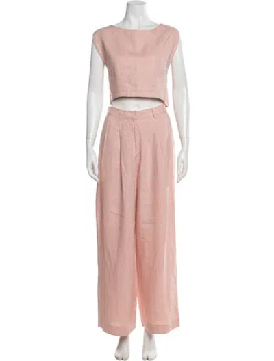 Pre-owned Posse Linen Pant Set In Pink