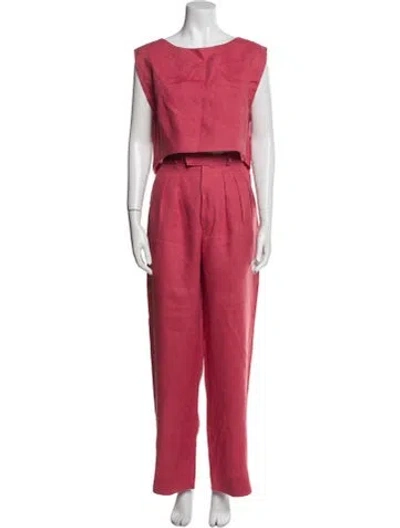 Pre-owned Posse Linen Pant Set In Red