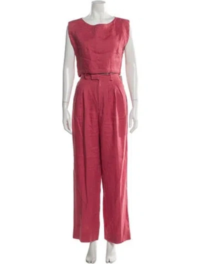 Pre-owned Posse Linen Pant Set In Red