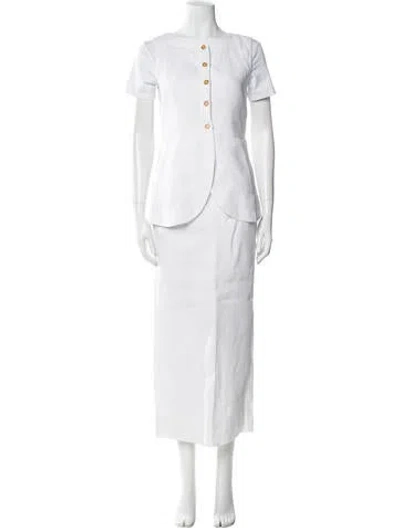 Pre-owned Posse Linen Pant Set In White