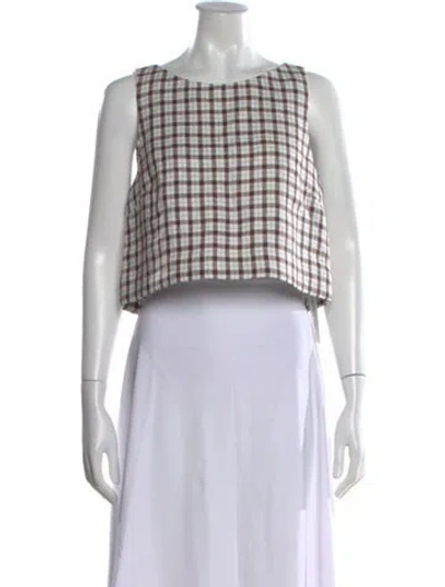 Pre-owned Posse Linen Plaid Print Crop Top W/ Tags In Multi