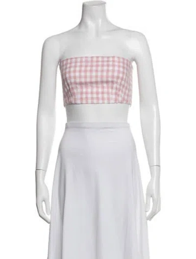 Pre-owned Posse Linen Plaid Print Crop Top W/ Tags In Multicolor