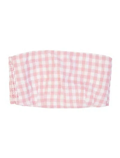 Pre-owned Posse Linen Plaid Print Top In Pink