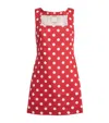 Posse Linen Polka-dot Mini Dress In Red