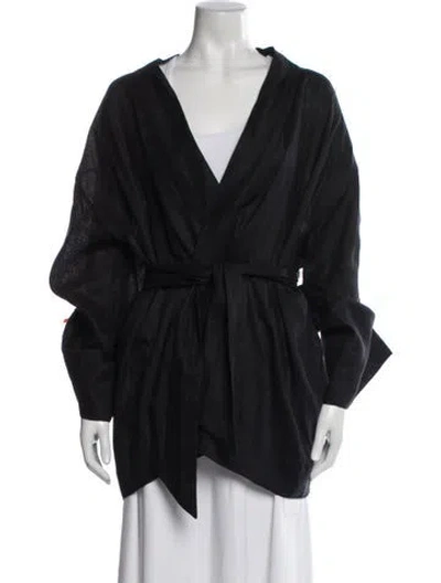 Pre-owned Posse Linen Robe In Black