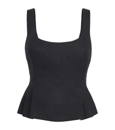 Posse Linen Rosalie Peplum Top In Black