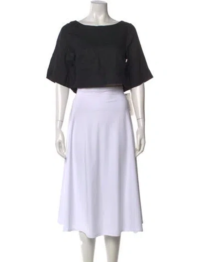 Pre-owned Posse Linen Scoop Neck Crop Top In Neutral