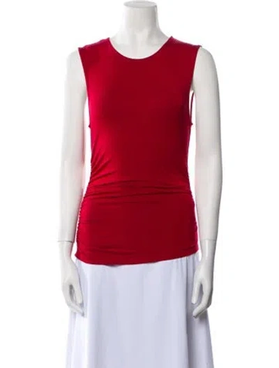 Pre-owned Posse Linen Scoop Neck Top In Red