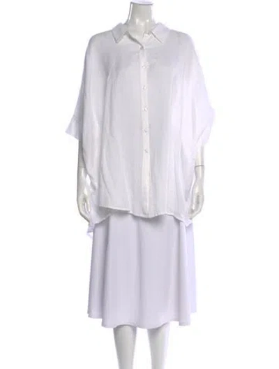 Pre-owned Posse Linen Short Sleeve Button-up Top W/ Tags In Neutral