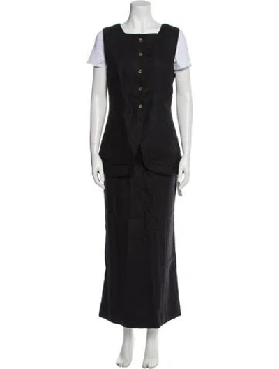 Pre-owned Posse Linen Skirt Set In Black