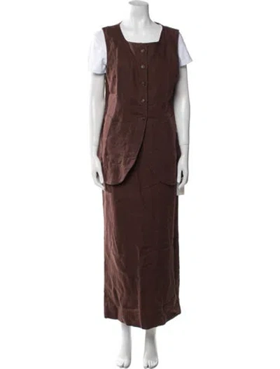 Pre-owned Posse Linen Skirt Set In Brown