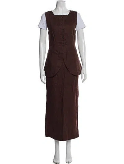 Pre-owned Posse Linen Skirt Set In Brown
