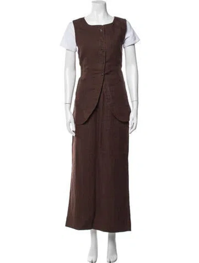 Pre-owned Posse Linen Skirt Set In Brown