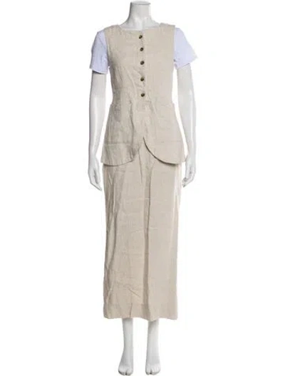 Pre-owned Posse Linen Skirt Set In Neutral