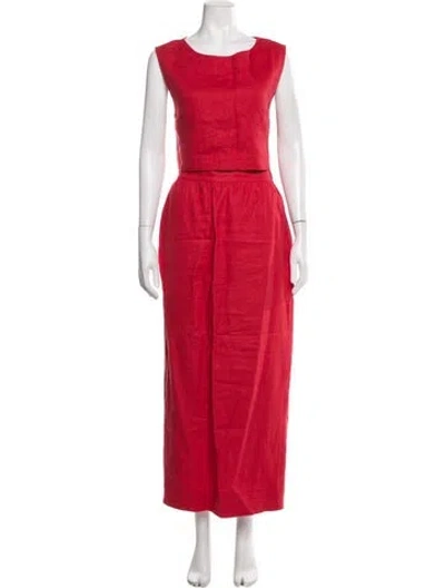 Pre-owned Posse Linen Skirt Set In Red