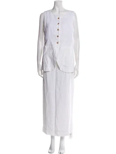 Pre-owned Posse Linen Skirt Set In White