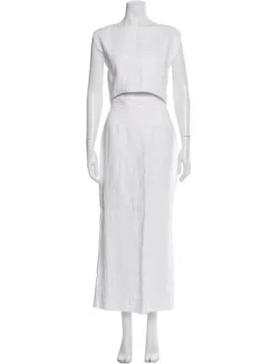 Pre-owned Posse Linen Skirt Suit In Neutral