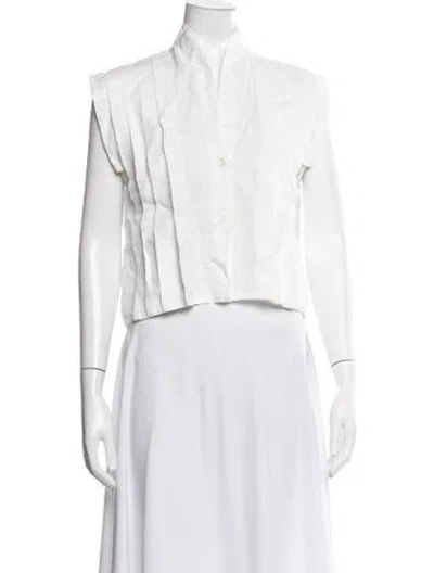 Pre-owned Posse Linen Sleeveless Blouse In White
