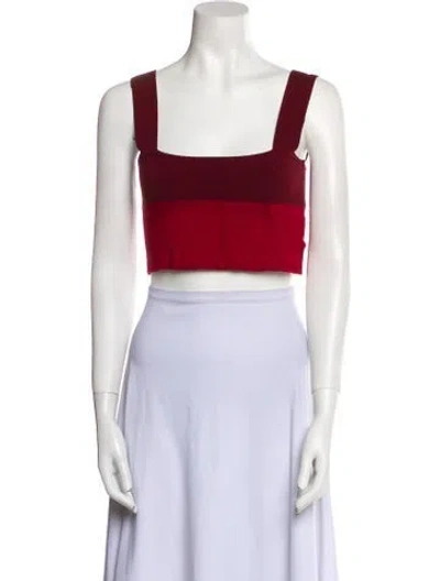 Pre-owned Posse Linen Square Neckline Crop Top In Black