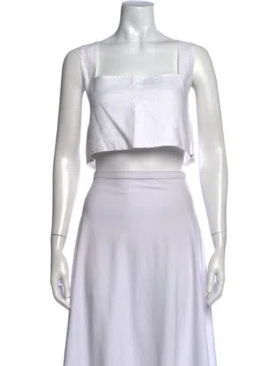 Pre-owned Posse Linen Square Neckline Crop Top In Neutrals