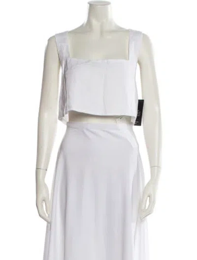 Pre-owned Posse Linen Square Neckline Crop Top W/ Tags In White