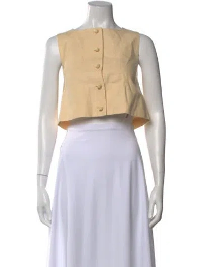 Pre-owned Posse Linen Square Neckline Crop Top In Yellow