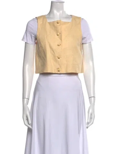 Pre-owned Posse Linen Square Neckline Crop Top In Yellow