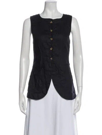 Pre-owned Posse Linen Square Neckline Top In Gray