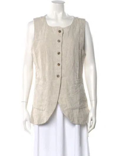 Pre-owned Posse Linen Square Neckline Top In Neutral