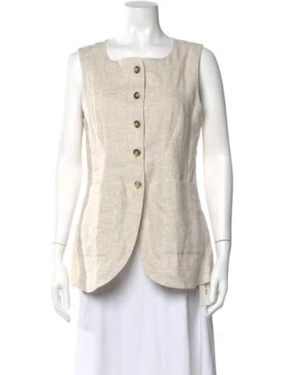 Pre-owned Posse Linen Square Neckline Top In Neutral