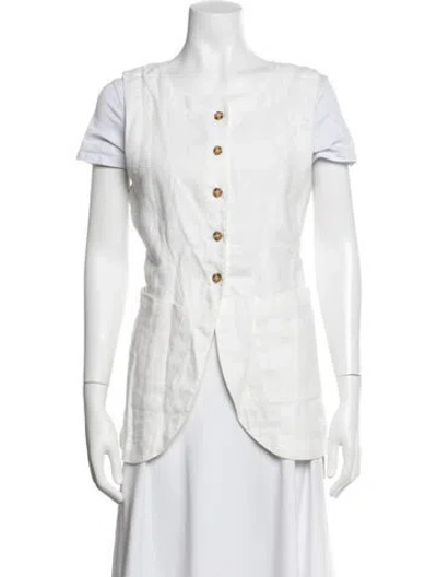 Pre-owned Posse Linen Square Neckline Top In Neutrals