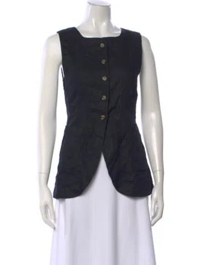 Pre-owned Posse Linen Square Neckline Top W/ Tags In Black