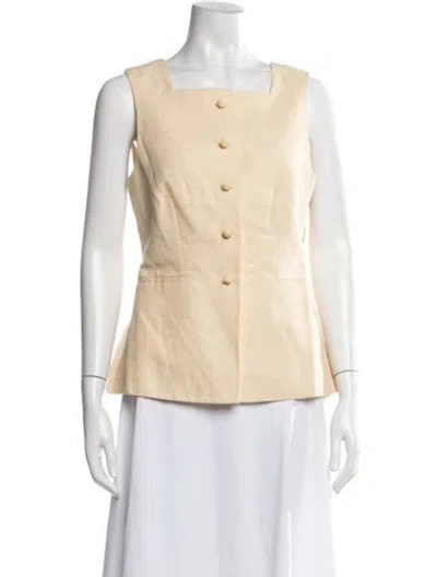 Pre-owned Posse Linen Square Neckline Top In Yellow