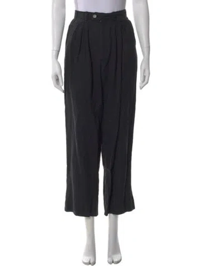 Pre-owned Posse Linen Straight Leg Pants In Black