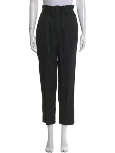 Pre-owned Posse Linen Straight Leg Pants In Black