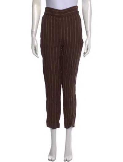 Pre-owned Posse Linen Straight Leg Pants In Brown