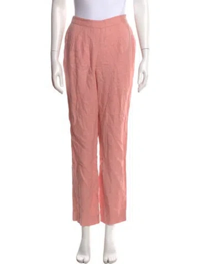 Pre-owned Posse Linen Straight Leg Pants In Pink