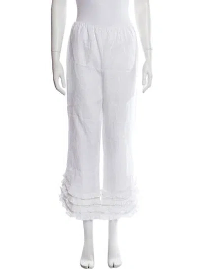 Pre-owned Posse Linen Straight Leg Pants In White