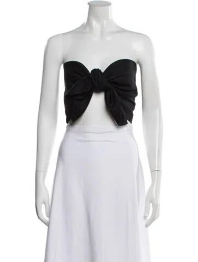 Pre-owned Posse Linen Strapless Crop Top In Black