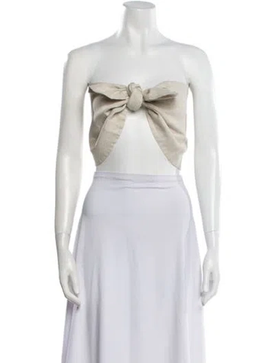 Pre-owned Posse Linen Strapless Crop Top In Neutral