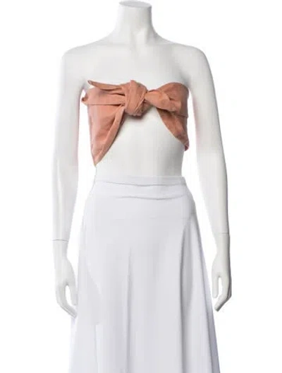 Pre-owned Posse Linen Strapless Crop Top In Orange