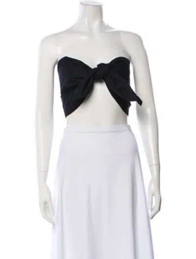 Pre-owned Posse Linen Strapless Crop Top W/ Tags In Black