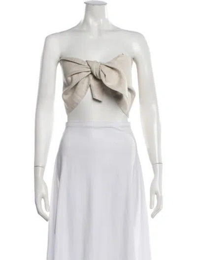 Pre-owned Posse Linen Strapless Crop Top W/ Tags In Neutrals
