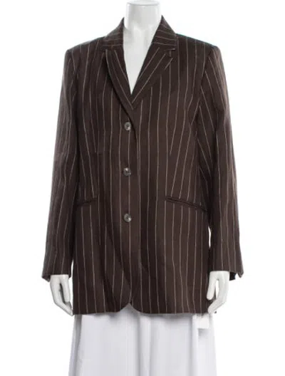 Pre-owned Posse Linen Striped Blazer In Brown