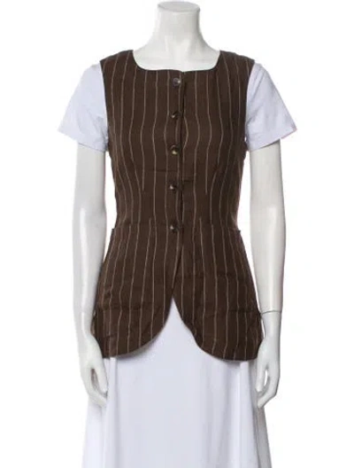 Pre-owned Posse Linen Striped Vest W/ Tags In Brown